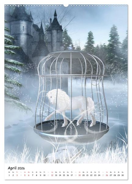 Produktbild: Einhorn und Pegasus (Wandkalender 2026 DIN A2 hoch), CALVENDO Monatskalender