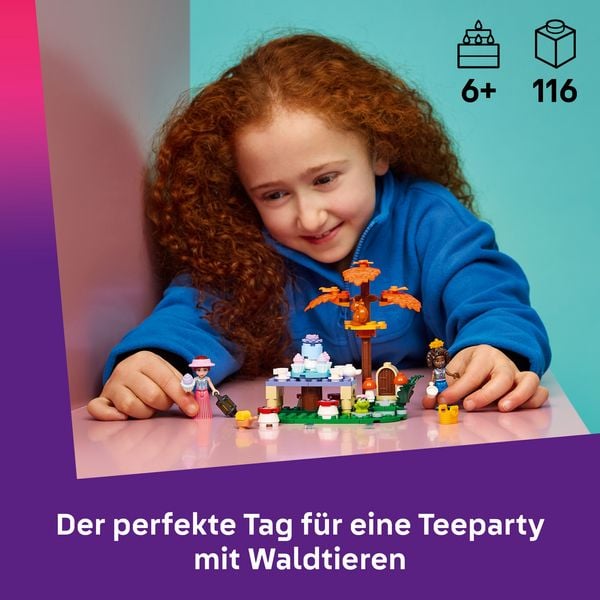 Produktbild: LEGO Friends 42690 Teeparty im Wald, Bauset mit 2 Spielfiguren, Frosch und Eichh&ouml;rnchen