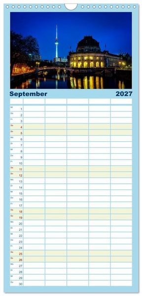 Produktbild: Familienplaner 2027 - Eine Reise durch Berlin bei Nacht mit 5 Spalten (Wandkalender, 21 x 45 cm) CALVENDO