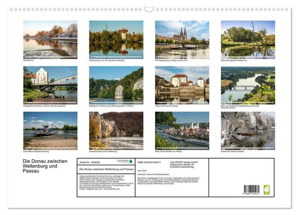 Produktbild: Die Donau zwischen Weltenburg und Passau (Wandkalender 2026 DIN A2 quer), CALVENDO Monatskalender