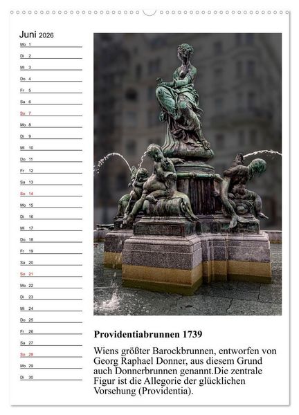 Produktbild: Brunnenkunst in Wien (hochwertiger Premium Wandkalender 2026 DIN A2 hoch), Kunstdruck in Hochglanz