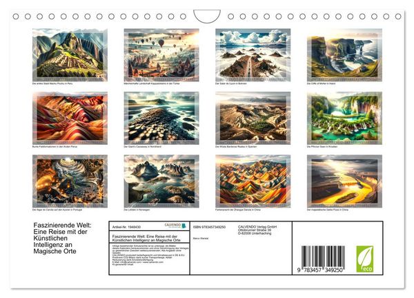 Produktbild: Faszinierende Welt: Eine Reise mit der K&uuml;nstlichen Intelligenz an Magische Orte (Wandkalender 2026 DIN A4 quer), CALVENDO Monatskalender