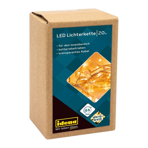 Produktbild: Idena Lichterkette 20 LED warmwei&szlig; 6h Timer 1,8m