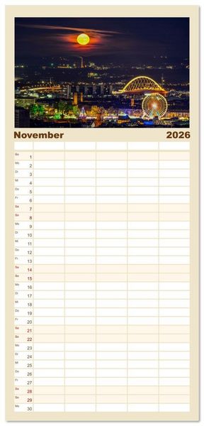 Produktbild: Familienplaner 2026 - Von K&ouml;lner D&auml;chern mit 5 Spalten (Wandkalender, 21 x 45 cm) CALVENDO