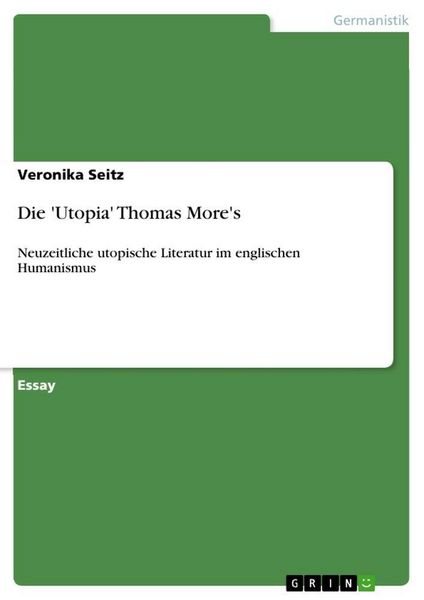 Produktbild: Die 'Utopia' Thomas More's