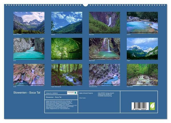 Produktbild: Slowenien - Soca Tal (hochwertiger Premium Wandkalender 2026 DIN A2 quer), Kunstdruck in Hochglanz