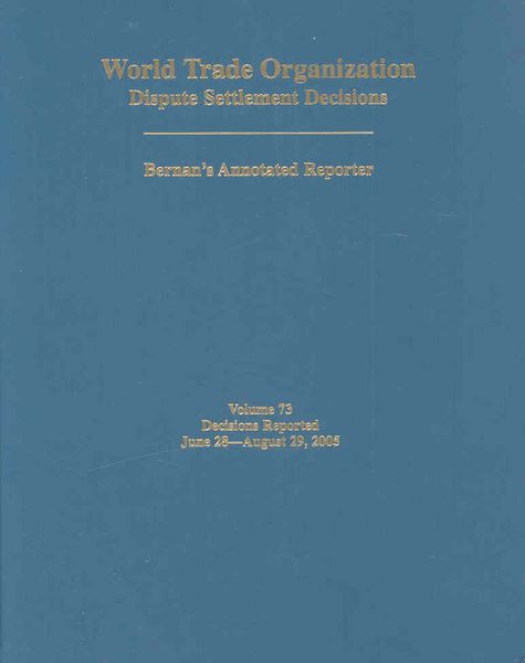 Produktbild: Patton, J: World Trade Organization Dispute Settlement Decis