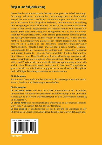 Produktbild: Subjekt und Subjektivierung