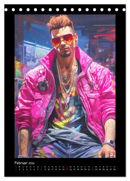 Produktbild: Cyberpunk Heroes. Futuristische Fusion von Technik und Kunst (Tischkalender 2026 DIN A5 hoch), CALVENDO Monatskalender