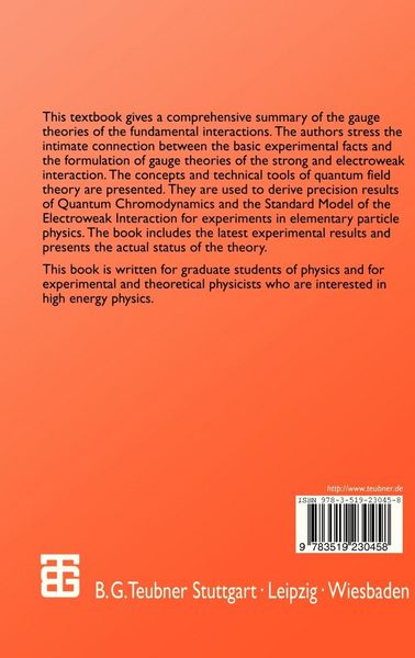 Produktbild: Gauge Theories of the Strong and Electroweak Interaction