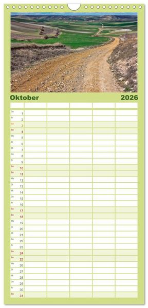 Produktbild: Familienplaner 2026 - Jakobsweg - pilgern auf dem Camino de Santiago mit 5 Spalten (Wandkalender, 21 x 45 cm) CALVENDO