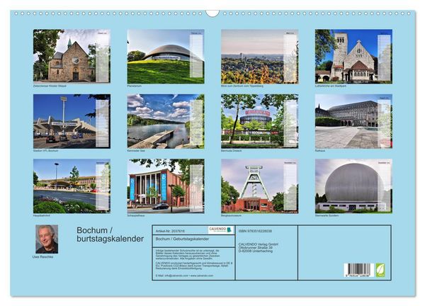 Produktbild: Bochum / Geburtstagskalender (Wandkalender 2026 DIN A2 quer), CALVENDO Monatskalender