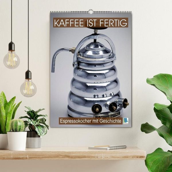 Produktbild: Espressokocher mit Geschichte: Kaffee ist fertig (Wandkalender 2026 DIN A2 hoch), CALVENDO Monatskalender