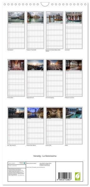 Produktbild: Familienplaner 2026 - Venedig - La Serenissima mit 5 Spalten (Wandkalender, 21 x 45 cm) CALVENDO