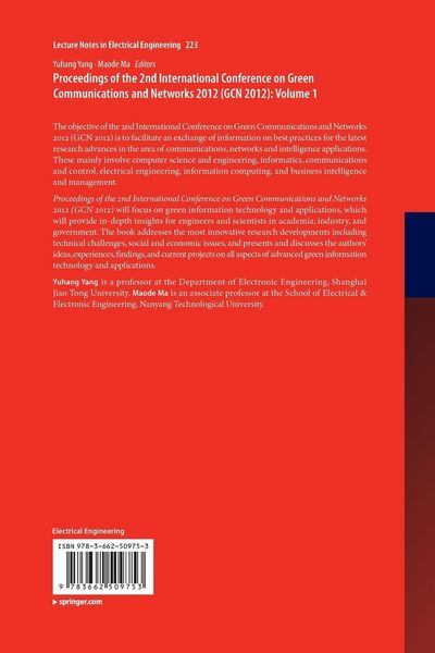 Produktbild: Proceedings of the 2nd International Conference on Green Communications and Networks 2012 (GCN 2012): Volume 1