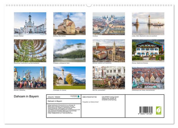Produktbild: Dahoam in Bayern (hochwertiger Premium Wandkalender 2026 DIN A2 quer), Kunstdruck in Hochglanz