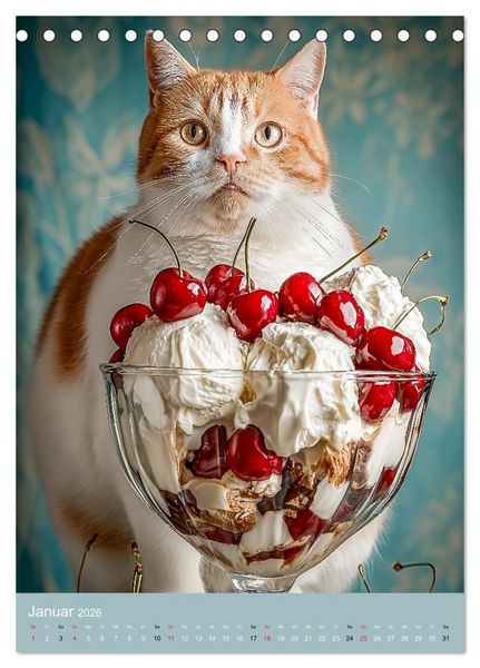 Produktbild: FETTE KATZEN - Foodporn auf vier Pfoten (Tischkalender 2026 DIN A5 hoch), CALVENDO Monatskalender