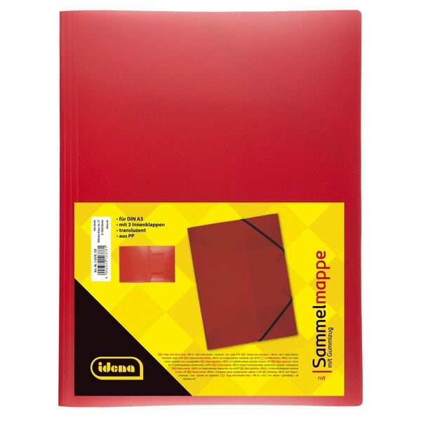 Produktbild: Idena Sammelmappe PP mit Gummizug transluzent rot DIN A3