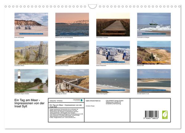 Produktbild: Ein Tag am Meer - Impressionen von der Insel Sylt (Wandkalender 2026 DIN A3 quer), CALVENDO Monatskalender