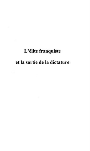 Produktbild: L'elite Franquiste Et La Sortie De La Dictature