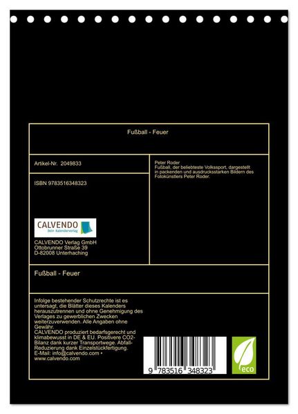 Produktbild: Fu&szlig;ball - Feuer (Tischkalender 2026 DIN A5 hoch), CALVENDO Monatskalender