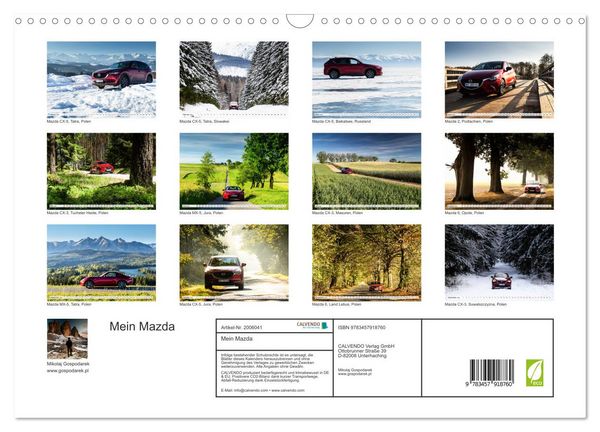 Produktbild: Mein Mazda (Wandkalender 2026 DIN A3 quer), CALVENDO Monatskalender