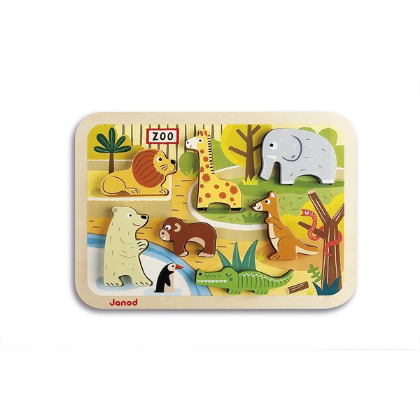 Produktbild: Zoo-Abenteuer: 7-teiliges Holzfiguren-Puzzle zum Greifen und Spielen