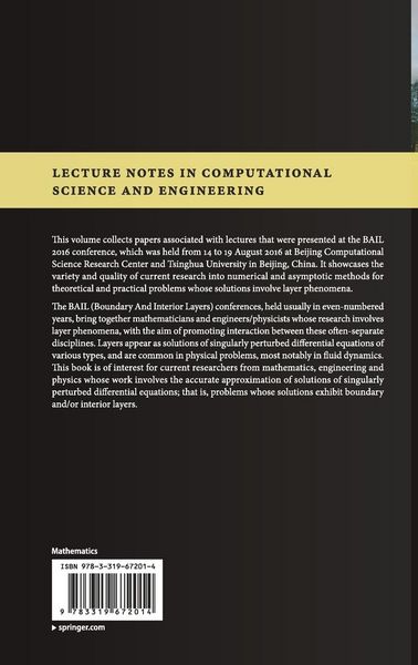 Produktbild: Boundary and Interior Layers, Computational and Asymptotic Methods BAIL 2016
