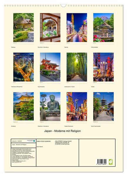 Produktbild: Japan - Moderne mit Religion (Wandkalender 2026 DIN A2 hoch), CALVENDO Monatskalender