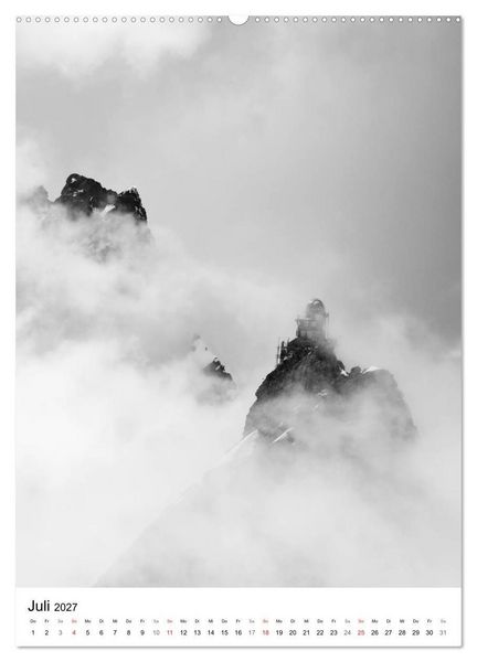 Produktbild: SCHWEIZER ALPEN in Schwarz und Wei&szlig; (Wandkalender 2027 DIN A2 hoch), CALVENDO Monatskalender