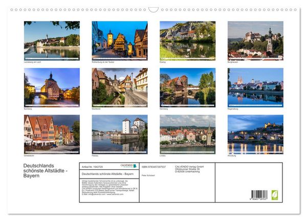 Produktbild: Deutschlands sch&ouml;nste Altst&auml;dte - Bayern (Wandkalender 2026 DIN A2 quer), CALVENDO Monatskalender