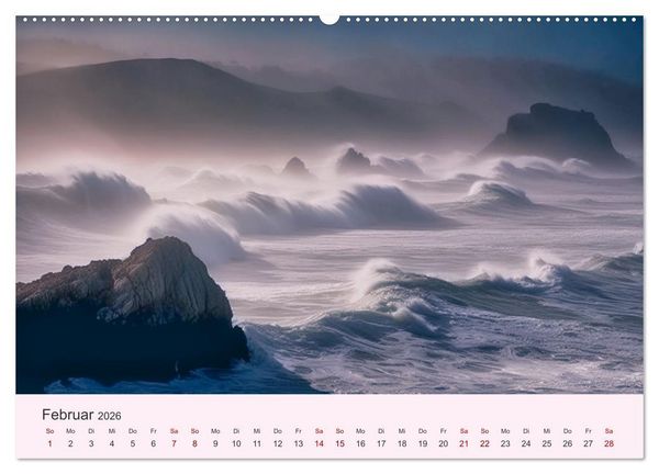 Produktbild: Sturmgetrieben - Der wilde K&uuml;stenkalender (Wandkalender 2026 DIN A2 quer), CALVENDO Monatskalender