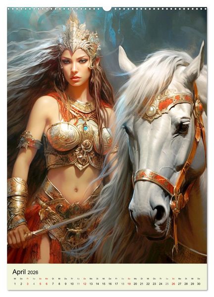 Produktbild: Antike Amazonen. Furchtlose Fantasy-Kriegerinnen (hochwertiger Premium Wandkalender 2026 DIN A2 hoch), Kunstdruck in Hochglanz
