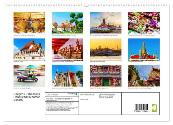 Produktbild: Bangkok - Thailands Hauptstadt in bunten Bildern (hochwertiger Premium Wandkalender 2026 DIN A2 quer), Kunstdruck in Hochglanz