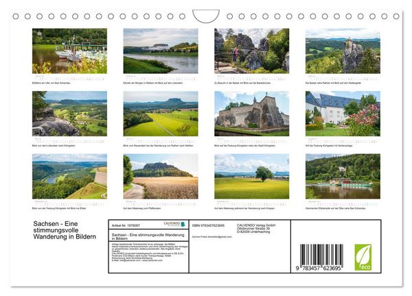 Produktbild: Sachsen - Eine stimmungsvolle Wanderung in Bildern (Wandkalender 2026 DIN A4 quer), CALVENDO Monatskalender