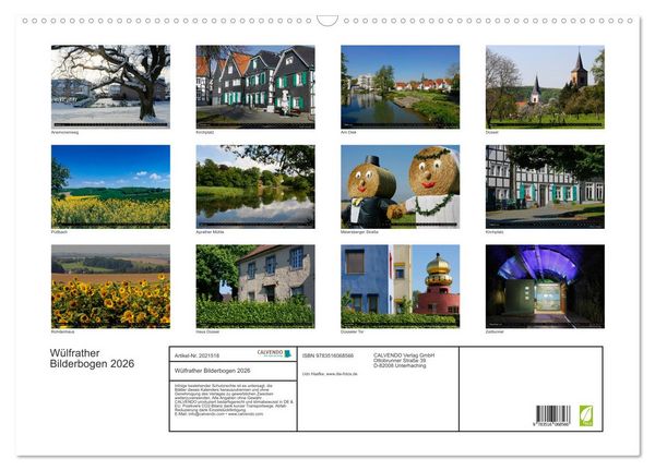 Produktbild: W&uuml;lfrather Bilderbogen 2026 (Wandkalender 2026 DIN A2 quer), CALVENDO Monatskalender