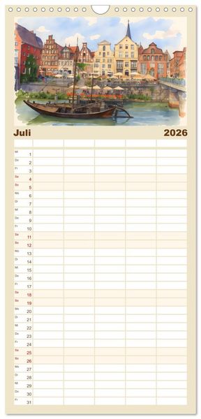 Produktbild: Familienplaner 2026 - Zauberhaftes L&uuml;neburg mit 5 Spalten (Wandkalender, 21 x 45 cm) CALVENDO