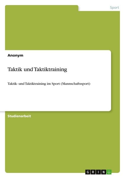 Produktbild: Taktik und Taktiktraining