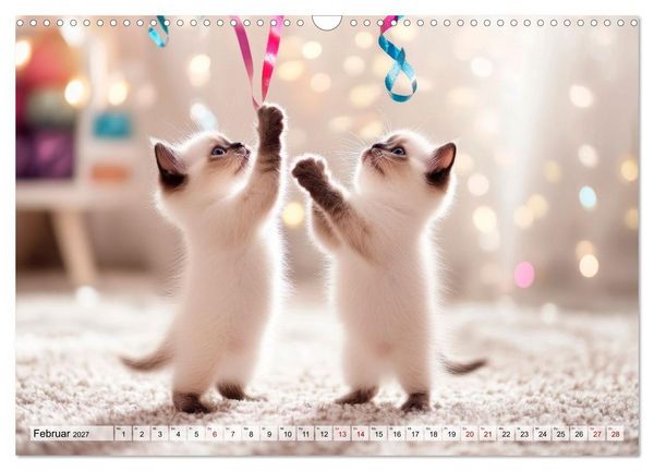 Produktbild: Kleine K&auml;tzchen - Ein Jahr voller Samtpfotenzauber (Wandkalender 2027 DIN A3 quer), CALVENDO Monatskalender