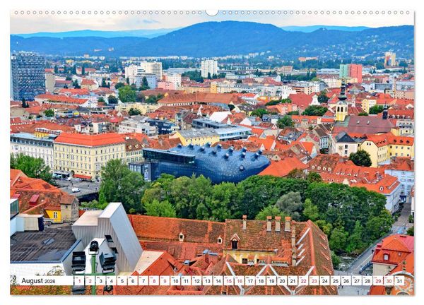 Produktbild: Graz - Ausblick auf die Dachlandschaft (hochwertiger Premium Wandkalender 2026 DIN A2 quer), Kunstdruck in Hochglanz