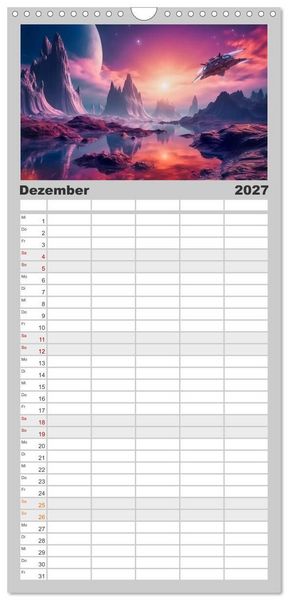 Produktbild: Familienplaner 2027 - Extraterrestrisch - Auf fremden Planeten mit 5 Spalten (Wandkalender, 21 x 45 cm) CALVENDO