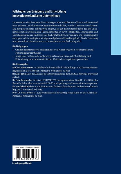 Produktbild: Fallstudien zur Gr&uuml;ndung und Entwicklung innovationsorientierter Unternehmen