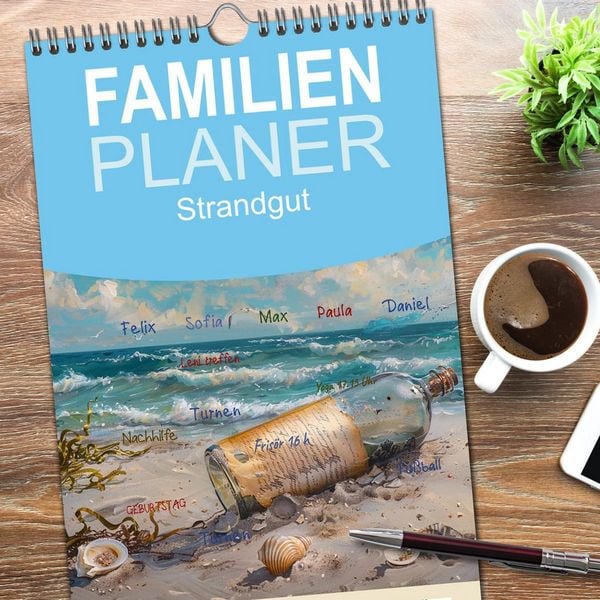 Produktbild: Familienplaner 2026 - Strandgut mit 5 Spalten (Wandkalender, 21 x 45 cm) CALVENDO