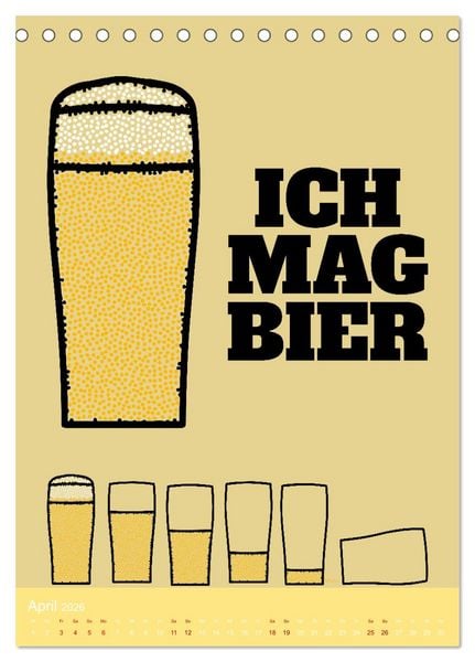 Produktbild: BIER Wandkalender -Trinken mit Stil (Tischkalender 2026 DIN A5 hoch), CALVENDO Monatskalender