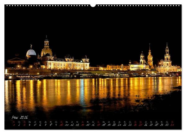 Produktbild: Nachts in Dresden (hochwertiger Premium Wandkalender 2026 DIN A2 quer), Kunstdruck in Hochglanz