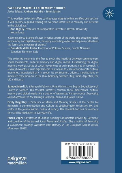 Produktbild: Social Movements, Cultural Memory and Digital Media