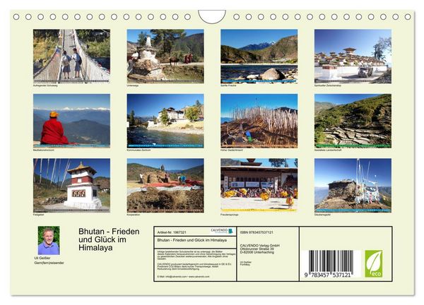 Produktbild: Bhutan - Frieden und Gl&uuml;ck im Himalaya (Wandkalender 2026 DIN A4 quer), CALVENDO Monatskalender