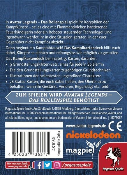 Produktbild: Avatar Legends - Das Rollenspiel: Kampfkartendeck