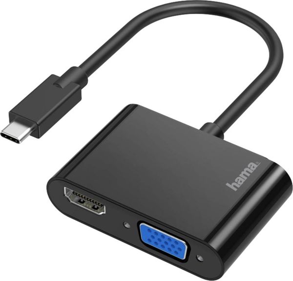 Hama 00200313 USB-C® / HDMI / VGA Adapter [1x USB-C® Stecker - 1x VGA-Buchse, HDMI-Buchse] Schwarz