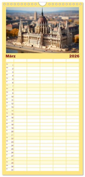 Produktbild: Familienplaner 2026 - Urlaub in Miniatur mit 5 Spalten (Wandkalender, 21 x 45 cm) CALVENDO